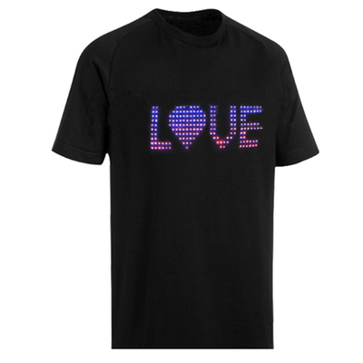 O APP controla a camisa da mensagem T do diodo emissor de luz com algodão 100% da exposição de Progrmme