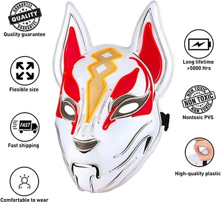 O Fox deriva a máscara protetora do diodo emissor de luz de Dia das Bruxas ilumina-se acima para o partido do jogo de Cosplay