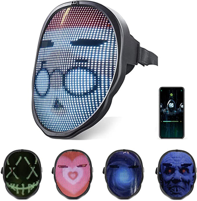 A máscara protetora esperta do diodo emissor de luz do App de Bluetooth Smartphone que brilha Cosplay facial ilumina-se acima