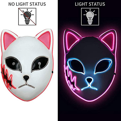 A máscara protetora japonesa do diodo emissor de luz do Anime do assassino do demônio de Dia das Bruxas ilumina-se acima para Cosplay