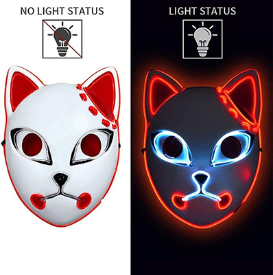 A máscara protetora japonesa do diodo emissor de luz do Anime do assassino do demônio de Dia das Bruxas ilumina-se acima para Cosplay