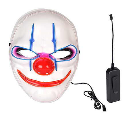 Modos de piscamento ajustáveis da máscara protetora do diodo emissor de luz de Scary Halloween do palhaço 3