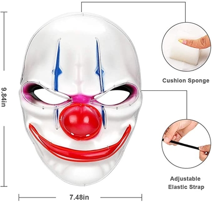 Modos de piscamento ajustáveis da máscara protetora do diodo emissor de luz de Scary Halloween do palhaço 3