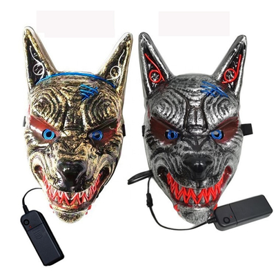 Máscara protetora do diodo emissor de luz de Wolf Animal Scary Halloween para as mulheres dos homens que incandescem na obscuridade