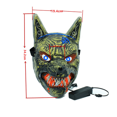 Máscara protetora do diodo emissor de luz de Wolf Animal Scary Halloween para as mulheres dos homens que incandescem na obscuridade