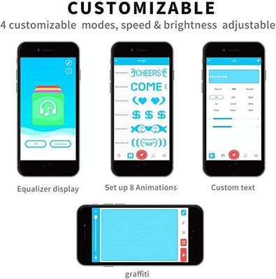 O APP controla a forma customizável programável da máscara protetora do diodo emissor de luz recarregável