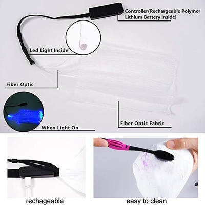O diodo emissor de luz ilumina-se acima da cor da máscara protetora 7 ilumina a incandescência recarregável de USB na obscuridade