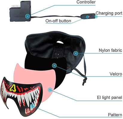 Mais de 70 customizáveis recarregáveis de USB da máscara protetora do diodo emissor de luz da voz dos projetos
