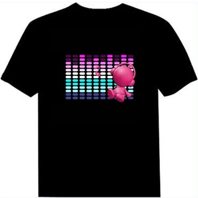 Camisa ativada sadia de incandescência de piscamento 2xAAA do diodo emissor de luz T