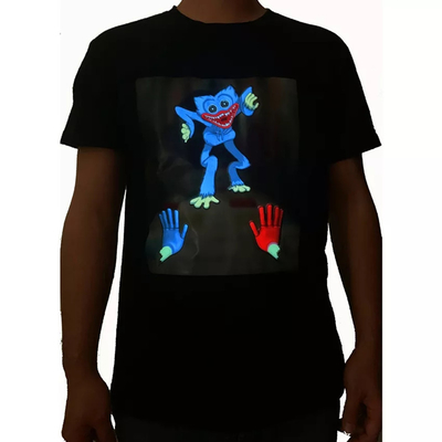 Diodo emissor de luz flexível que ilumina a luz suave da camisa de T acima da incandescência preto