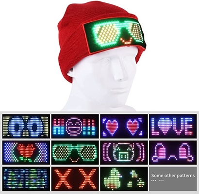 Editável unisex do tampão do diodo emissor de luz Smart de Beanie Hat Bluetooth APP DIY da exposição