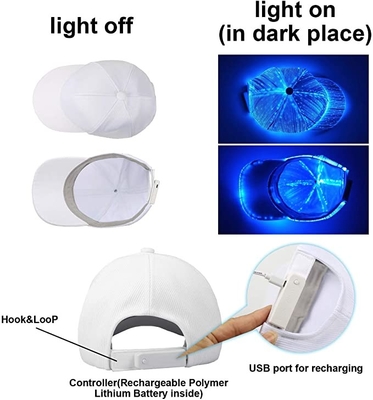 A incandescência luminosa ilumina os bonés de beisebol brancos do diodo emissor de luz com as 7 cores