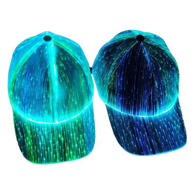 Luzes de incandescência recarregáveis luminosas de USB dos chapéus de basebol do diodo emissor de luz da fibra ótica 7