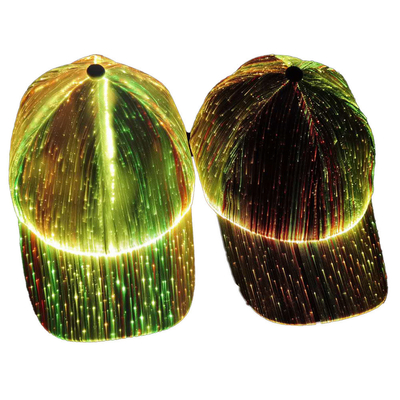 Bonés de beisebol luminosos da fibra ótica 7 tampões de incandescência das cores ajustáveis