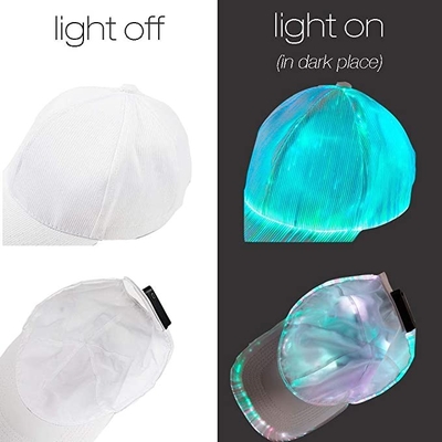 Bonés de beisebol luminosos da fibra ótica 7 tampões de incandescência das cores ajustáveis
