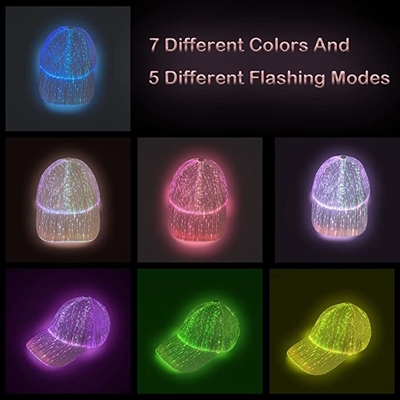 7 chapéus de piscamento luminosos dos bonés de beisebol do diodo emissor de luz das luzes da cor para o disco do partido