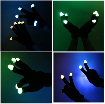 Ponta do dedo luminosa de 3 luvas da luz do diodo emissor de luz das cores que pisca para o partido do entusiasmo