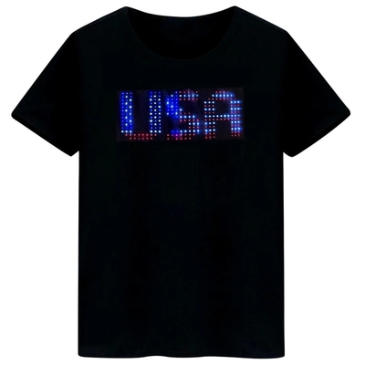 O diodo emissor de luz editável indica a camisa de T com animação feita sob encomenda do teste padrão da mensagem do programa