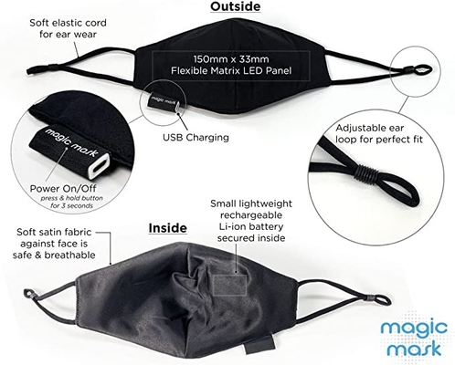 O App programável de Bluetooth da máscara protetora do diodo emissor de luz do festival do partido controlou USB recarregável