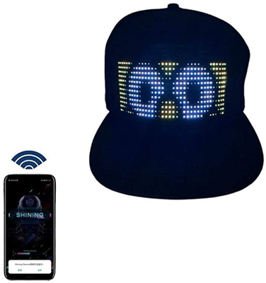 Chapéu mágico do diodo emissor de luz da exposição do controle programável do App do chapéu do diodo emissor de luz de Bluetooth do teste padrão do texto de DIY