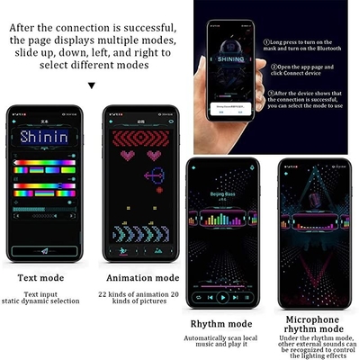 Chapéu mágico do diodo emissor de luz da exposição do controle programável do App do chapéu do diodo emissor de luz de Bluetooth do teste padrão do texto de DIY