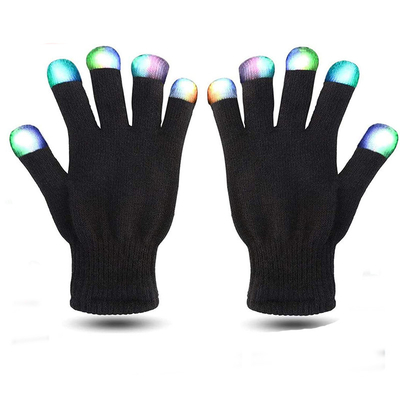Luvas de incandescência da luz do diodo emissor de luz das pontas do dedo escuras para o entusiasmo da festa de Natal