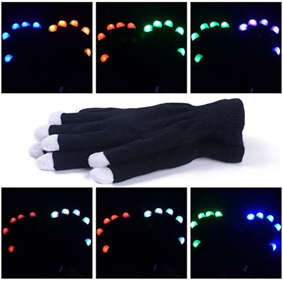 Luvas de incandescência da luz do diodo emissor de luz das pontas do dedo escuras para o entusiasmo da festa de Natal